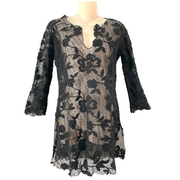 Flavia Padovan Seawear Line Black Lace Tunic 2/Medium - Picture 1 of 14